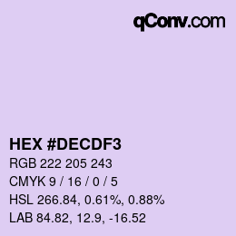 Color code: HEX #DECDF3 | qconv.com