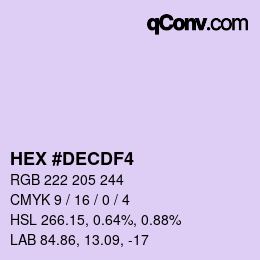 カラーコード: HEX #DECDF4 | qconv.com