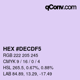 Color code: HEX #DECDF5 | qconv.com