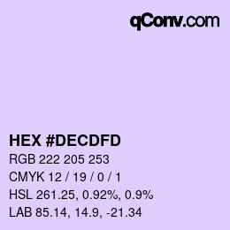 カラーコード: HEX #DECDFD | qconv.com