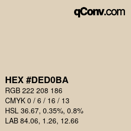 Color code: HEX #DED0BA | qconv.com