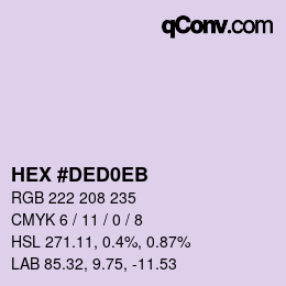 Farbcode: HEX #DED0EB | qconv.com