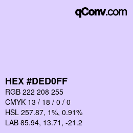 カラーコード: HEX #DED0FF | qconv.com