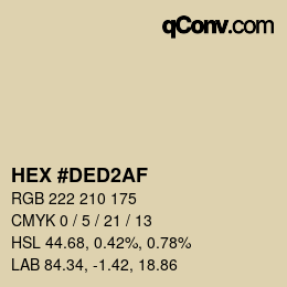 Color code: HEX #DED2AF | qconv.com