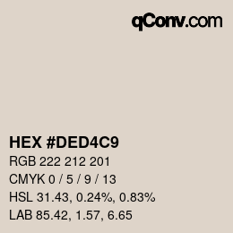 カラーコード: HEX #DED4C9 | qconv.com