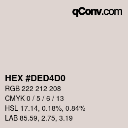 カラーコード: HEX #DED4D0 | qconv.com