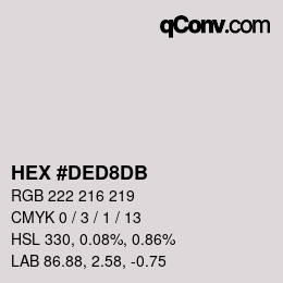 颜色代码: HEX #DED8DB | qconv.com