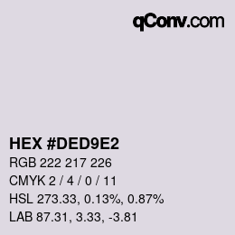 Color code: HEX #DED9E2 | qconv.com