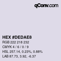 Color code: HEX #DEDAE8 | qconv.com