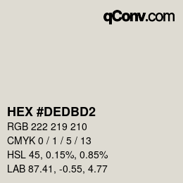 Color code: HEX #DEDBD2 | qconv.com