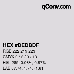 Color code: HEX #DEDBDF | qconv.com