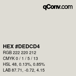 Color code: HEX #DEDCD4 | qconv.com