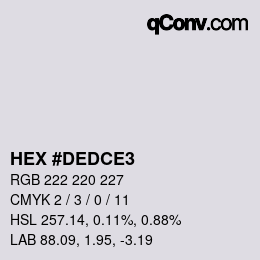 Color code: HEX #DEDCE3 | qconv.com