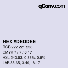 Color code: HEX #DEDDEE | qconv.com