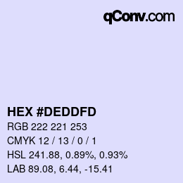 カラーコード: HEX #DEDDFD | qconv.com