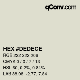 Color code: HEX #DEDECE | qconv.com
