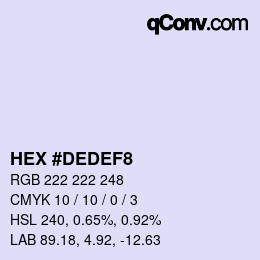 Color code: HEX #DEDEF8 | qconv.com