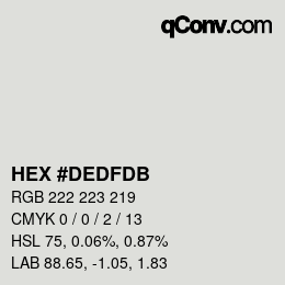 カラーコード: HEX #DEDFDB | qconv.com