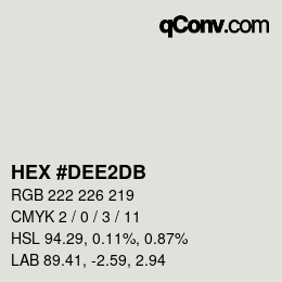 カラーコード: HEX #DEE2DB | qconv.com