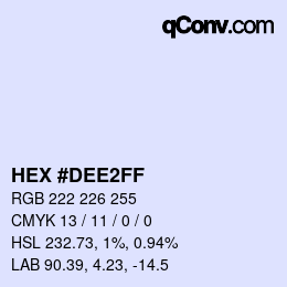 Color code: HEX #DEE2FF | qconv.com