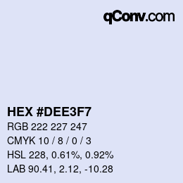 Color code: HEX #DEE3F7 | qconv.com