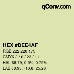 Color code: HEX #DEE4AF | qconv.com