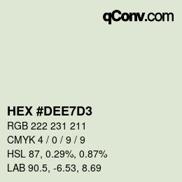 Color code: HEX #DEE7D3 | qconv.com