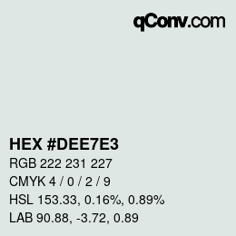 Color code: HEX #DEE7E3 | qconv.com