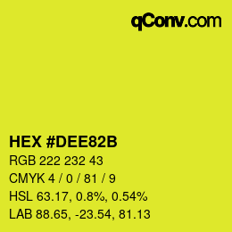 Color code: HEX #DEE82B | qconv.com