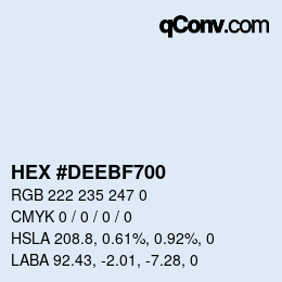 Color code: HEX #DEEBF700 | qconv.com