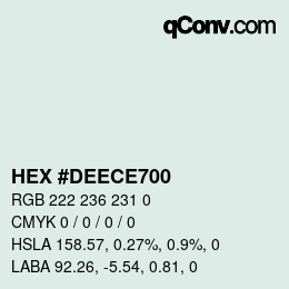 Color code: HEX #DEECE700 | qconv.com