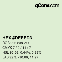 颜色代码: HEX #DEEED3 | qconv.com