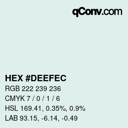 Color code: HEX #DEEFEC | qconv.com