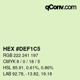 Farbcode: HEX #DEF1C5 | qconv.com