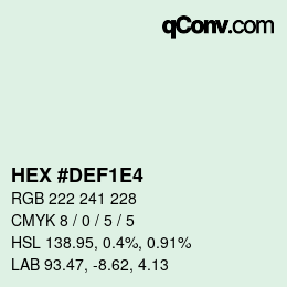 Color code: HEX #DEF1E4 | qconv.com