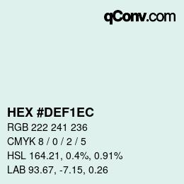 Color code: HEX #DEF1EC | qconv.com