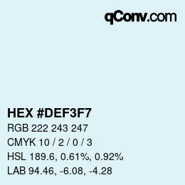 Color code: HEX #DEF3F7 | qconv.com