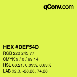 颜色代码: HEX #DEF54D | qconv.com