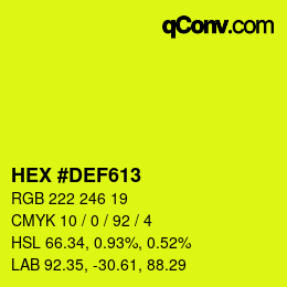 颜色代码: HEX #DEF613 | qconv.com
