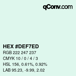 カラーコード: HEX #DEF7ED | qconv.com