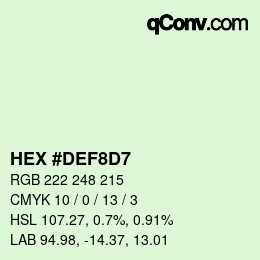 Color code: HEX #DEF8D7 | qconv.com