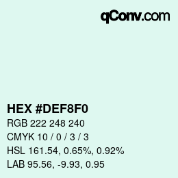 颜色代码: HEX #DEF8F0 | qconv.com