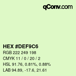 カラーコード: HEX #DEF9C6 | qconv.com