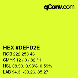 Color code: HEX #DEFD2E | qconv.com