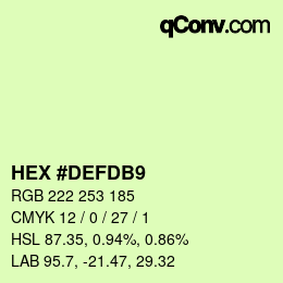 カラーコード: HEX #DEFDB9 | qconv.com