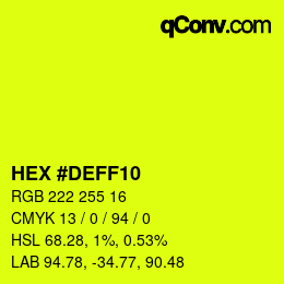 颜色代码: HEX #DEFF10 | qconv.com