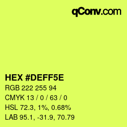 Color code: HEX #DEFF5E | qconv.com