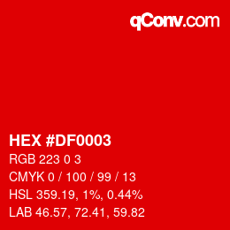 Color code: HEX #DF0003 | qconv.com