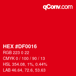 Color code: HEX #DF0016 | qconv.com