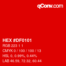 Color code: HEX #DF0101 | qconv.com